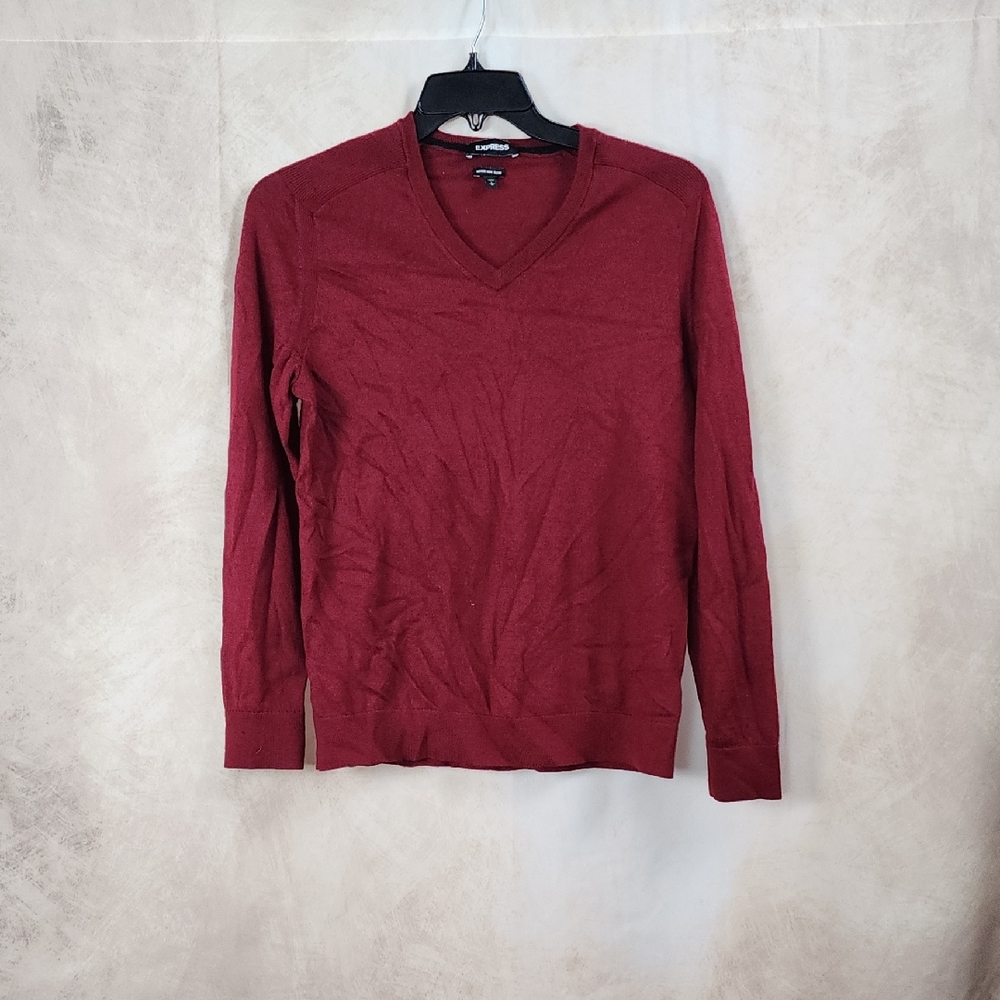 Express Deep Red V-Neck Sweater for Men